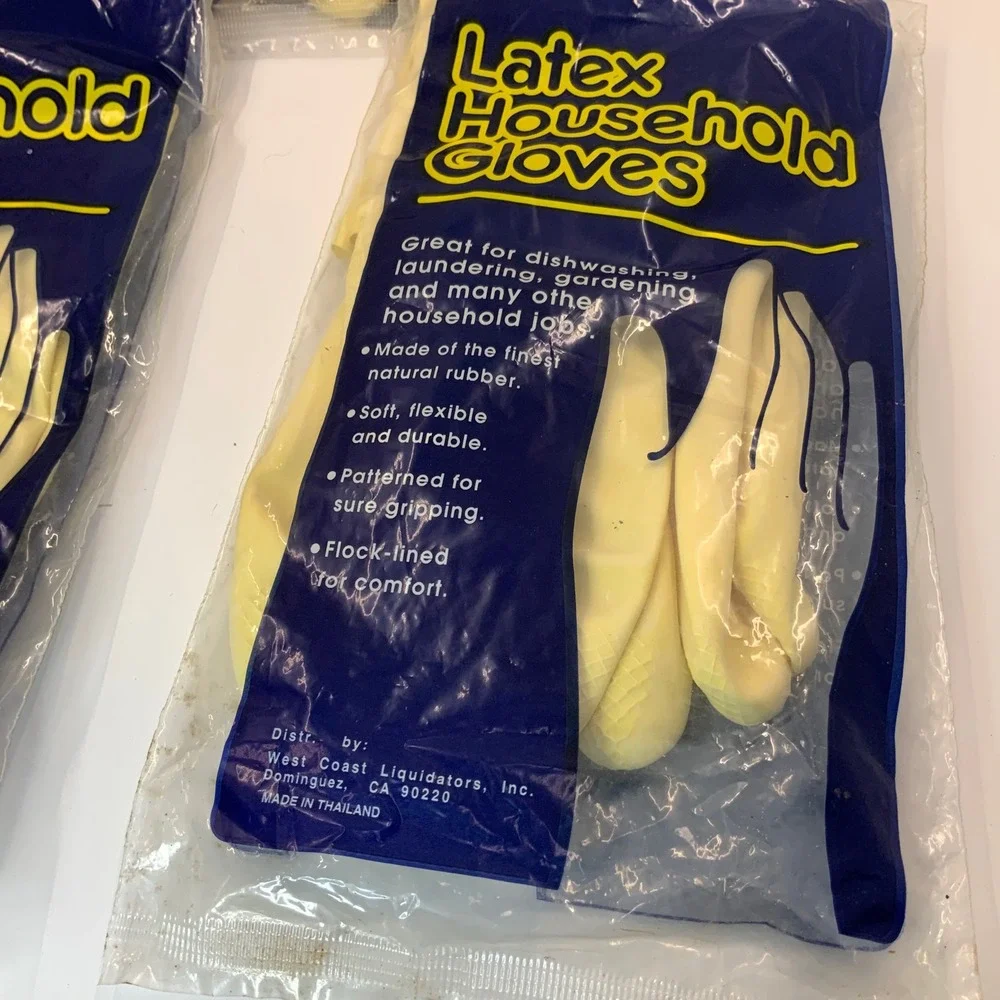 Vintage 90s West Coast Liquidators Yellow Latex Household Gloves Large 4 Pairs